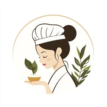 Eine Frau mit einer Kette um den Hals, die eine Tasse in den Händen hält.